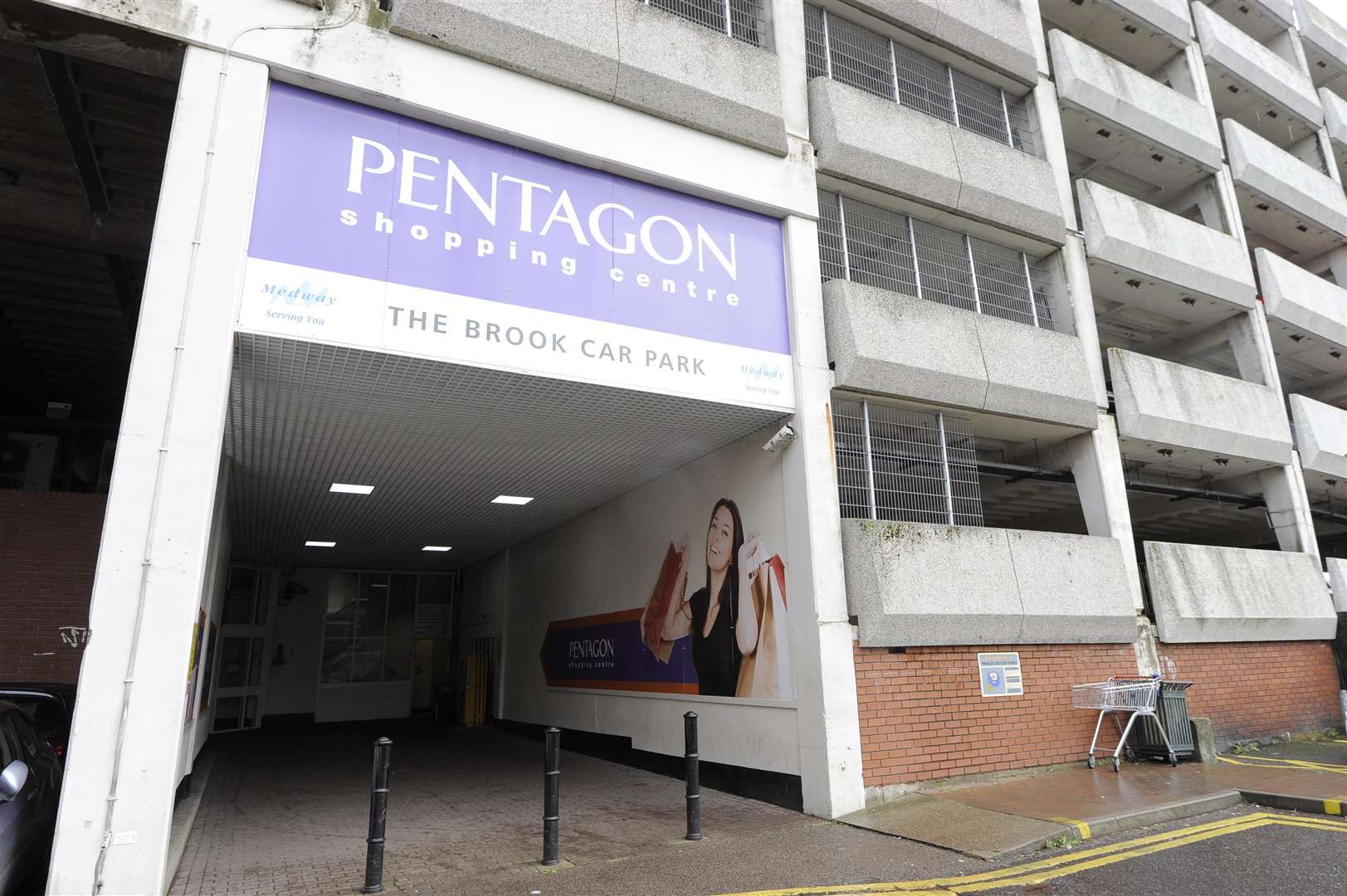 The rear car park entrance, off The Brook.Views of the Pentagon Centre building. Chatham.Picture: Andy Payton