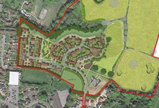 The plans include 70 homes, a medical centre and room for potential expansion of Hawkhurst C of E primary school. Picture: Rydon Homes Limited