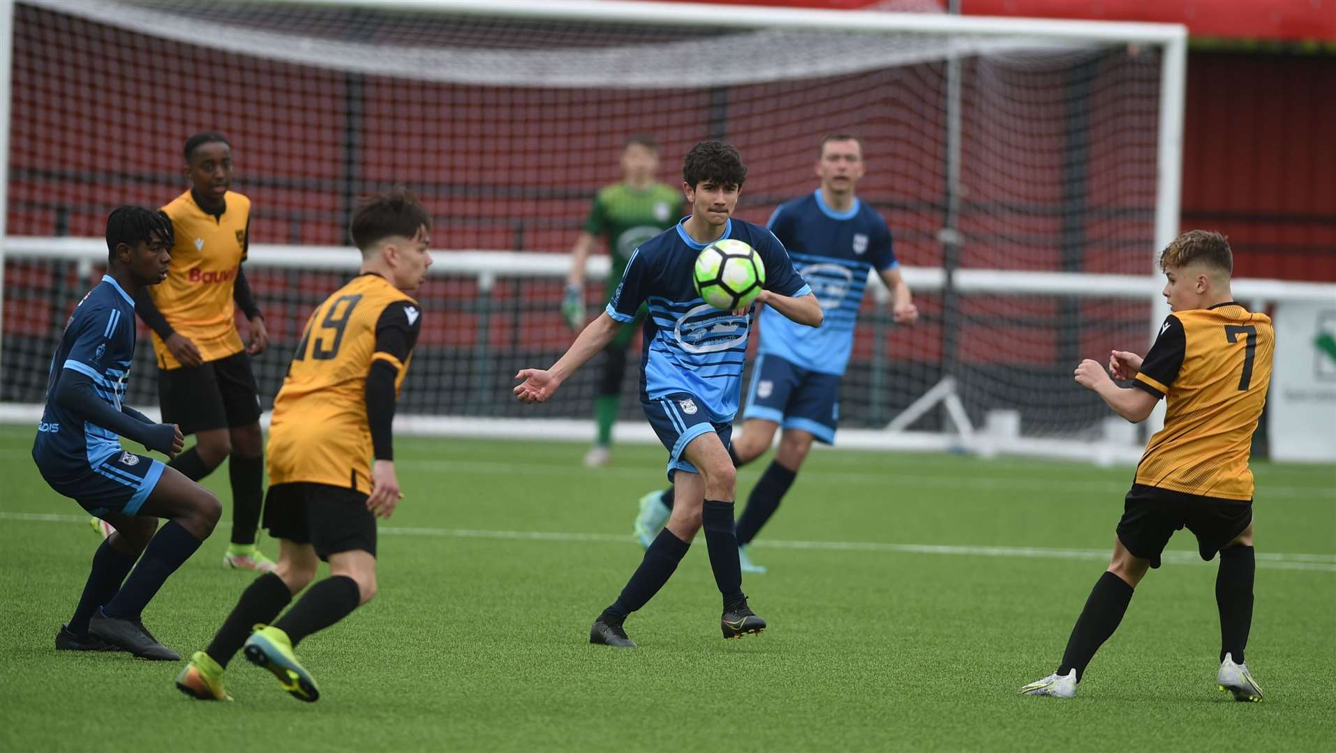 Rochester City under-14s (blue) eventually ran out comfortable winners over Maidstone United under-14s. Picture: PSP Images