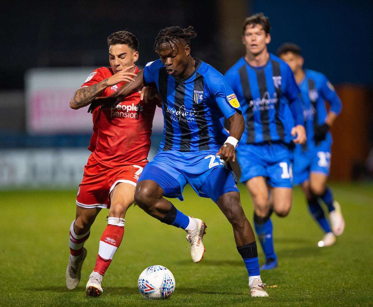 Noel Mbo made a rare start for the Gills, in the match against Crawley Picture: Ady Kerry (5430537)