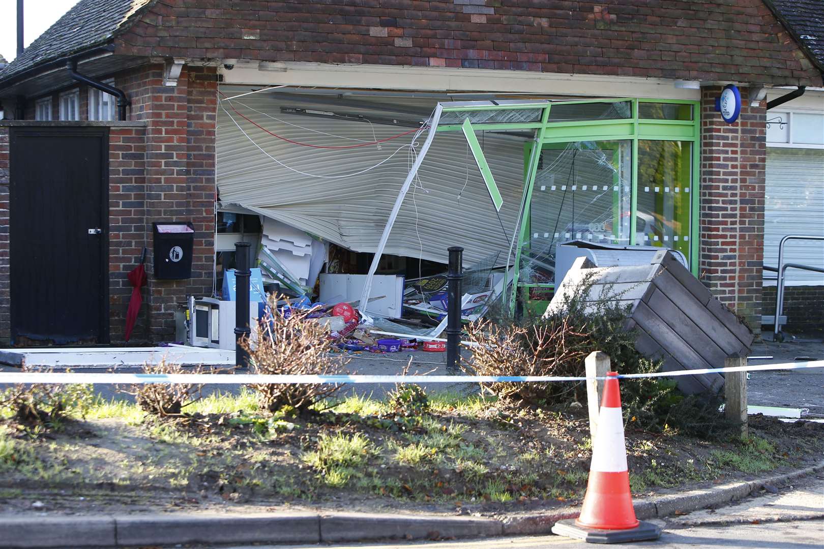 The shop front has been heavily damaged. Picture: Andy Jones