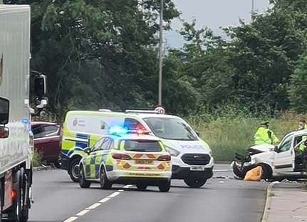 Police and ambulance crews were called to the crash. Picture: John Lenton