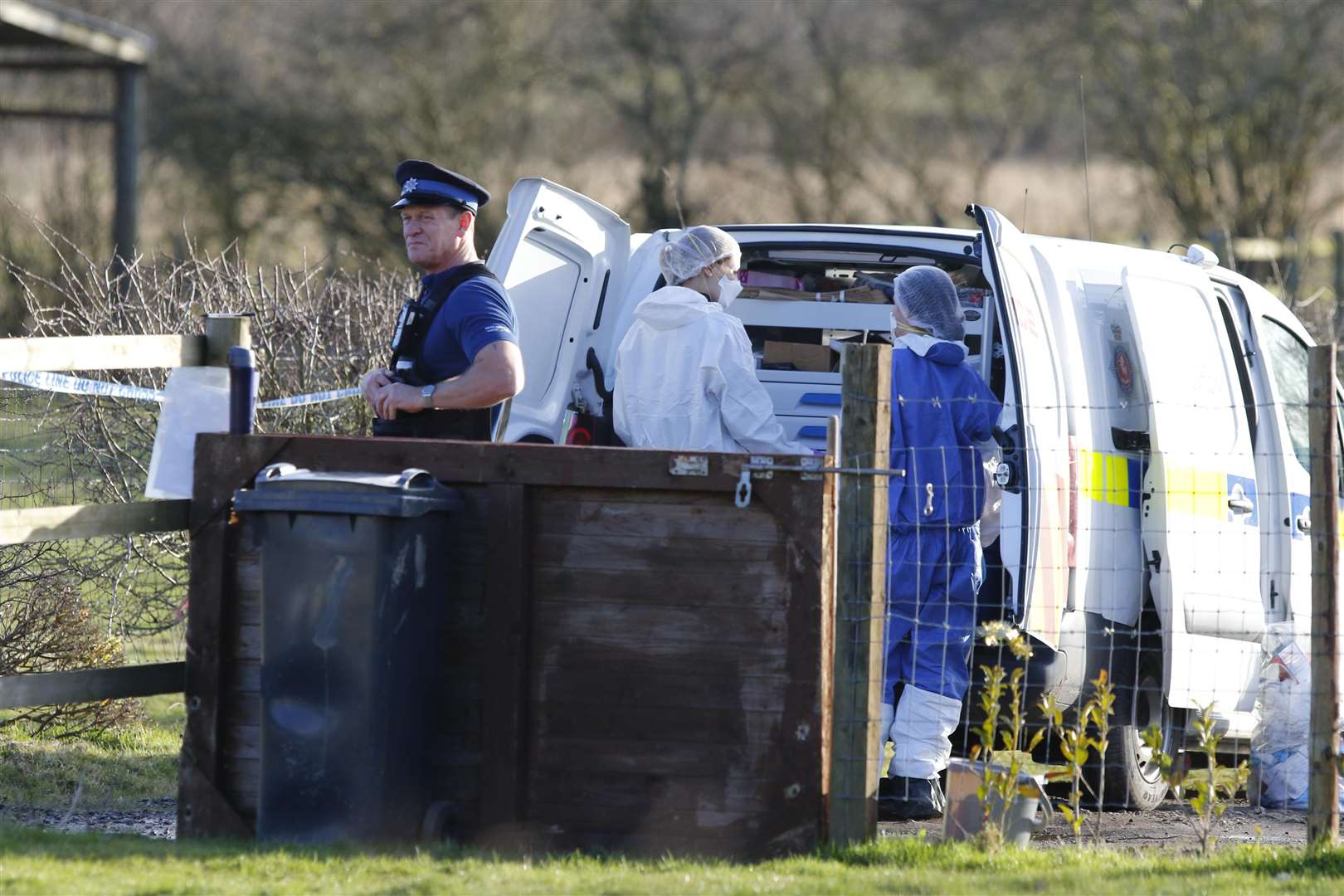 Police at the scene of the attack in the Paddocks in Benover Road, Yalding. Picture: Andy Jones