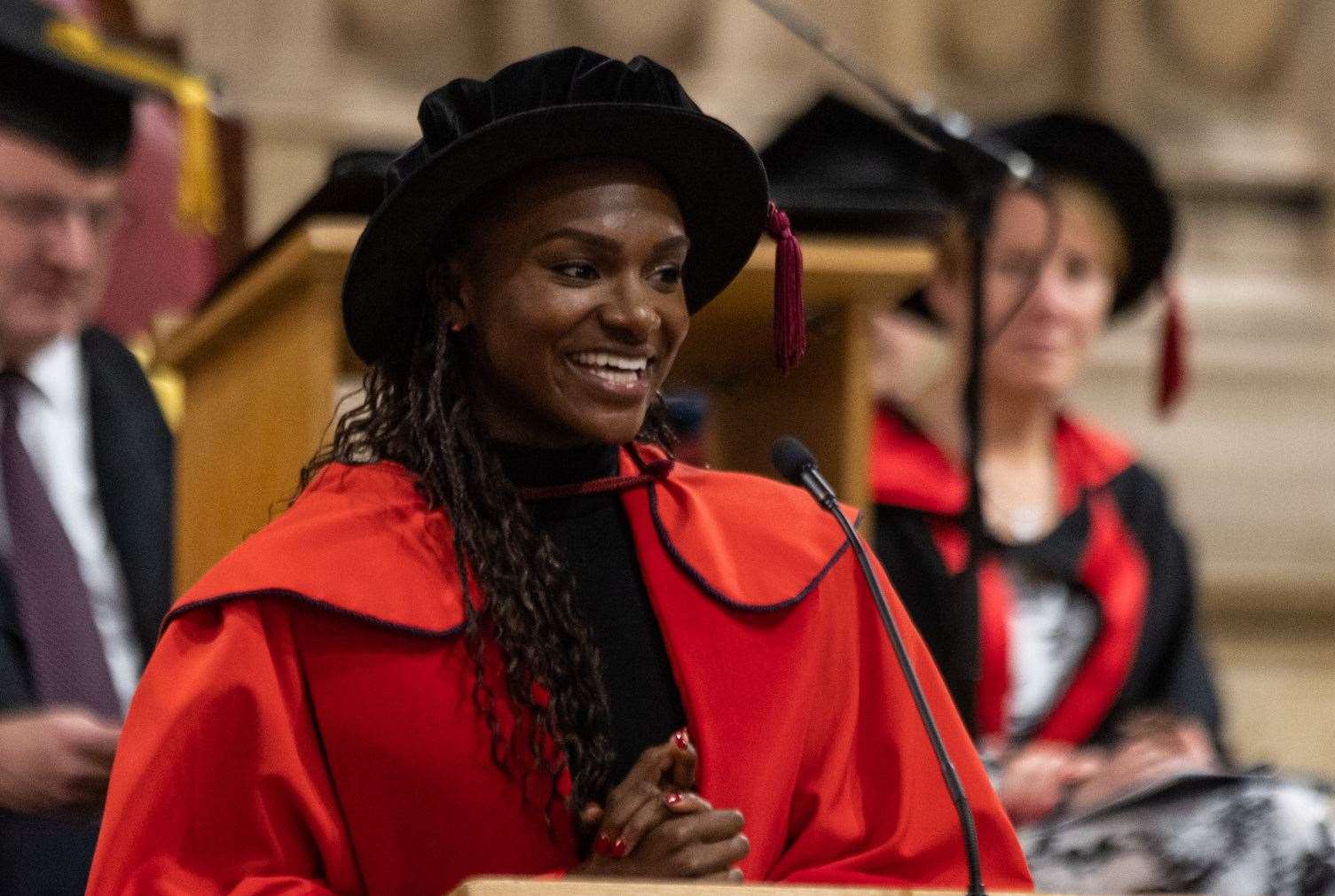 Sprinter Dina Asher-Smith, pictured as she received an honorary degree from the University of Kent this year, has been selected as well. Picture: University of Kent