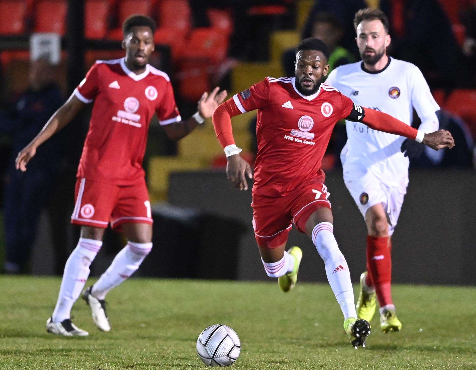 Welling in action during their 4-3 win over Ebbsfleet on Tuesday night. It proved to be their last game of the season in National League South. Picture: Keith Gillard