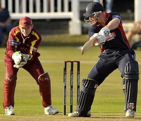 James Hockey on his way to 55 for Kent against Northamptonshire