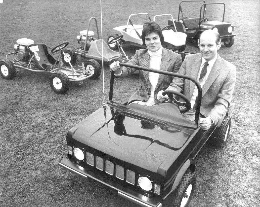 Before securing the lease for Buckmore, Sisley, pictured here in 1984, manufactured miniature motorised buggies including Jeeps and Range Rovers. The luxury machines were sold at Harrods, Selfridges and Hamleys