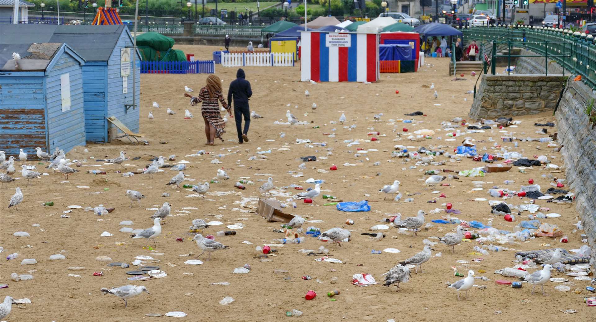 The state of Margate beach has been described as "shocking and heartbreaking" after litter was left behind on Saturday. Picture: Frank Leppard (14463446)