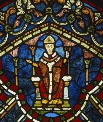 Thomas Becket is memorialised in a stained glass window at Canterbury Cathedral Stock Picture