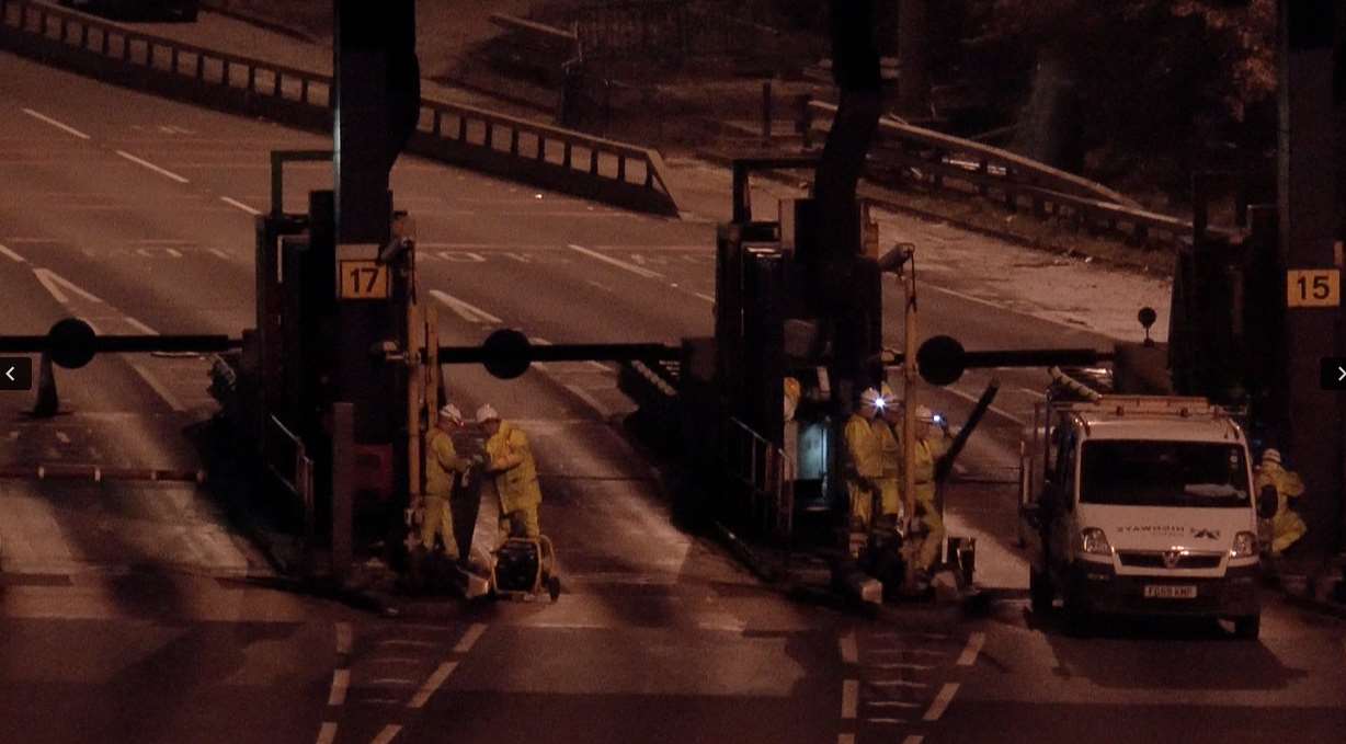 Work started to remove the toll booths last night