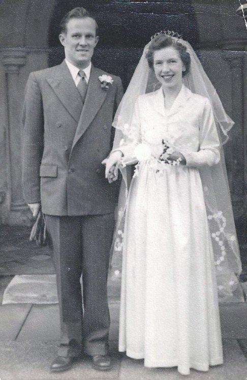Berry and Maureen Pilcher on their wedding day in February 1954