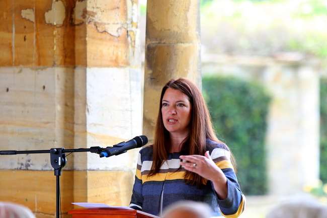 Rachel de Thame talks about the gardens at the opening at Hever Castle