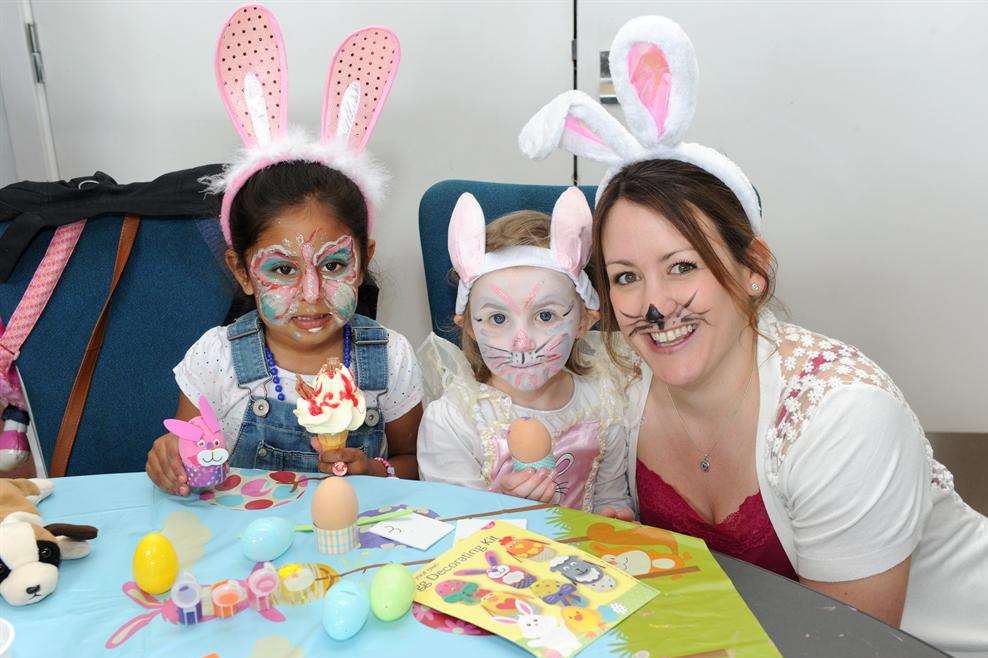 Jaya Sanger, four, Daisy Oborne, four, Fran Gilliat from Mazda, who helped organise the party.