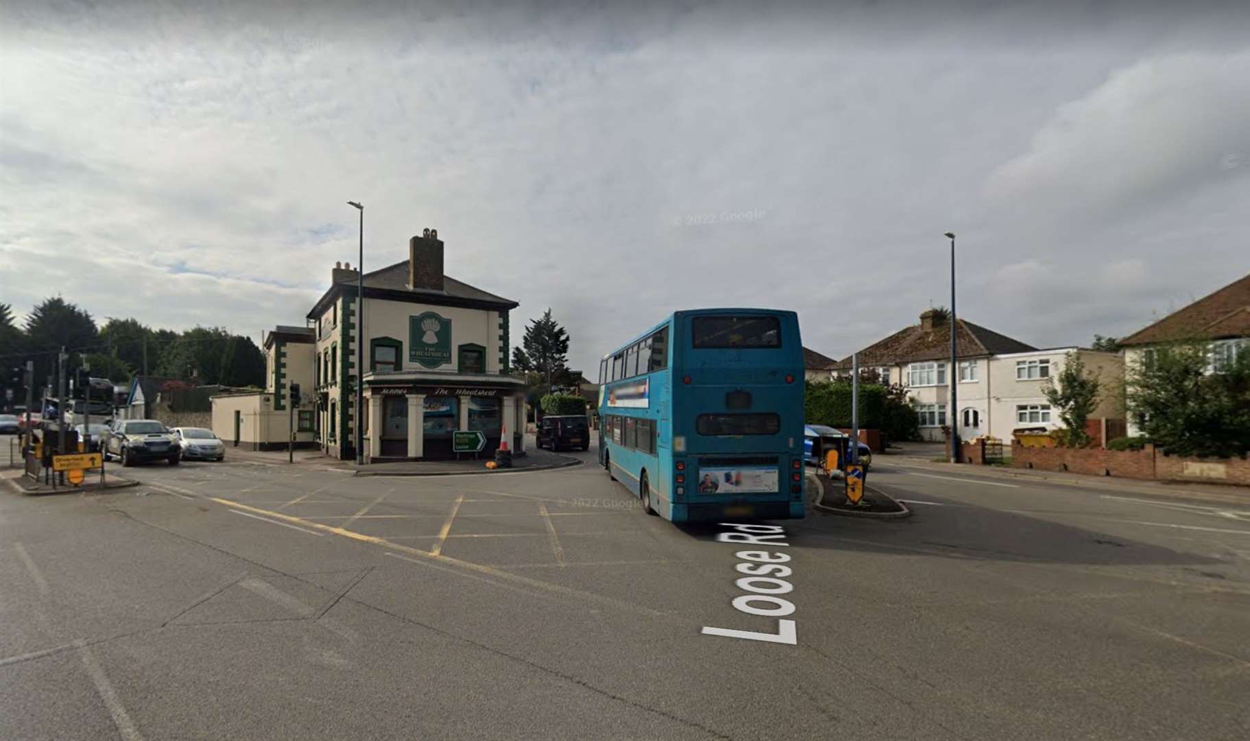 Loose Road in Maidstone was closed near The Wheatsheaf. Picture: Google