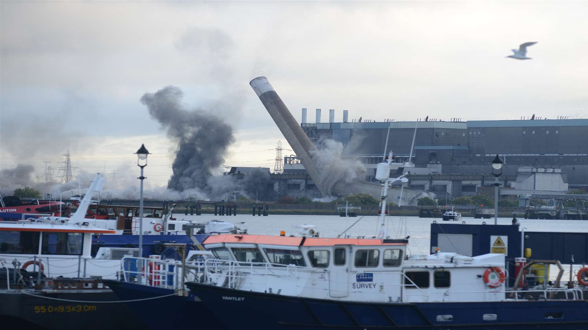 Tilbury Power Station chimneys topple in seventh controlled explosion