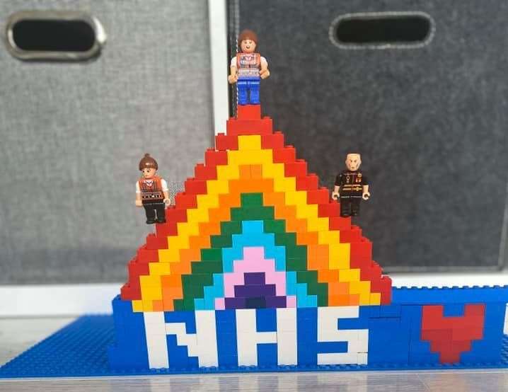 Five-year-old Joey Mackay used his Lego to make a rainbow and proudly put key worker figures on top