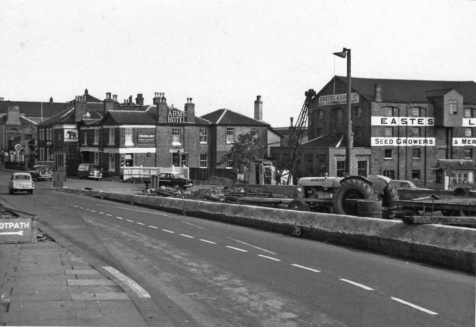A view of the Station Road bridge looking towards the Kent Arms in 1961 and the now Cameo Nightclub. Picture: Steve Salter