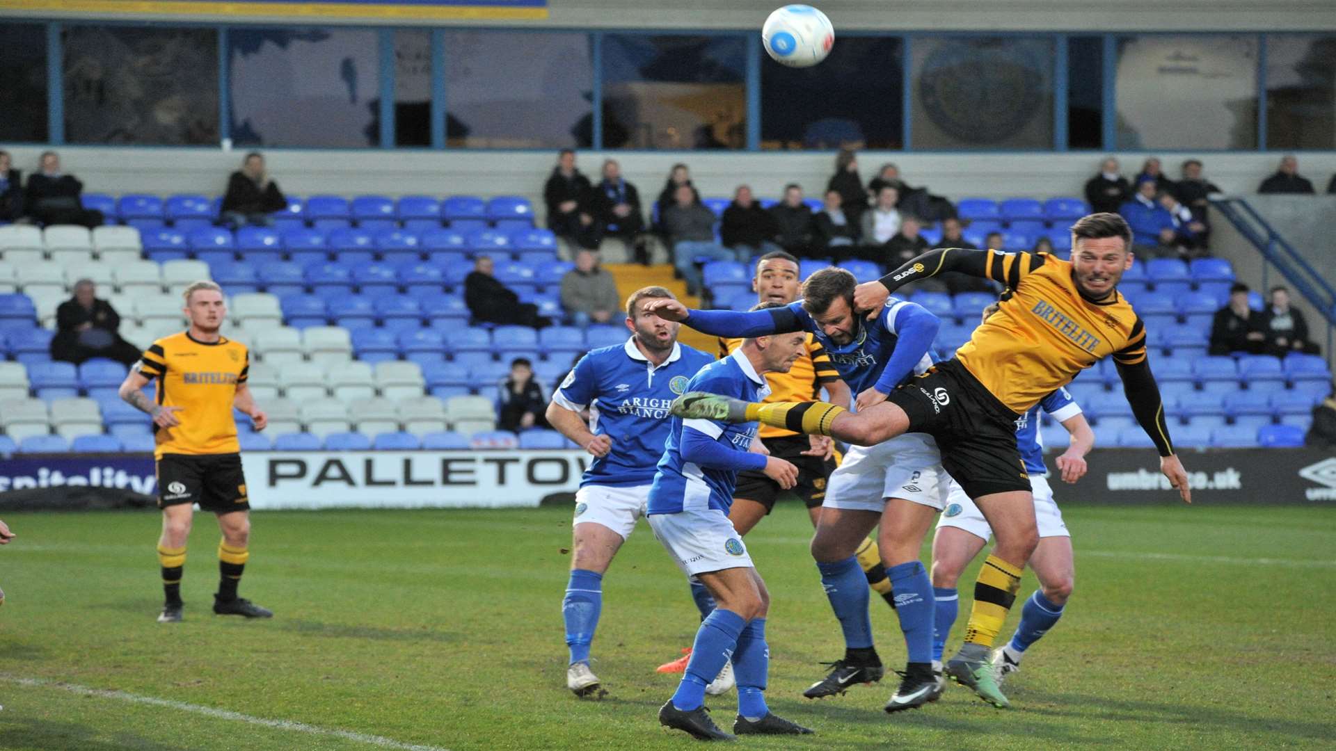 Jamie Coyle challenges in the box Picture: Steve Terrell