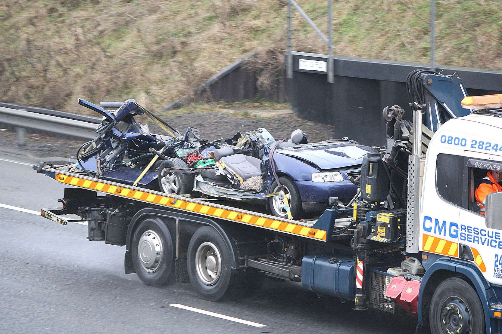 The crushed car which Alan Peters hit with his coach. Picture: South Beds News Agency
