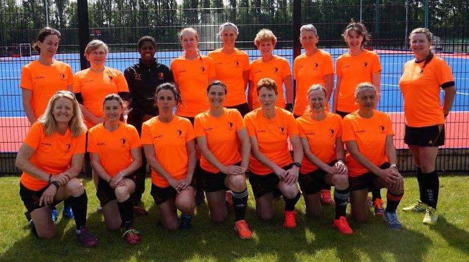 The South East side which finished third in the England Masters hockey tournament in Nottingham. Back row: Jenny Duggan, Ali Watson, Camilla Thrush, Brigitte Weston, Jennie Hoyte, Carmel Sutton, Sophie Dudgeon, Amanda Payne-Cook, Natalie Harvey Front row: Charlotte Hope, Karen Newman, Les Tomlinson, Claire Hales, Sharon Harding, Kate Cradden, Angela Farthing