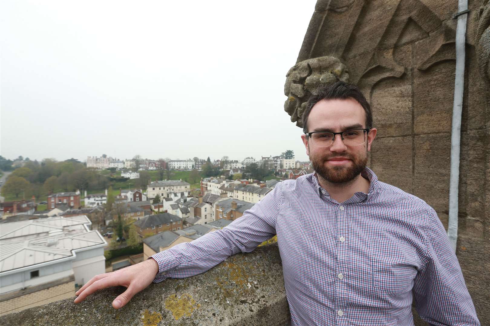 Alex Green with the view from the clock tower. Picture John Westhrop