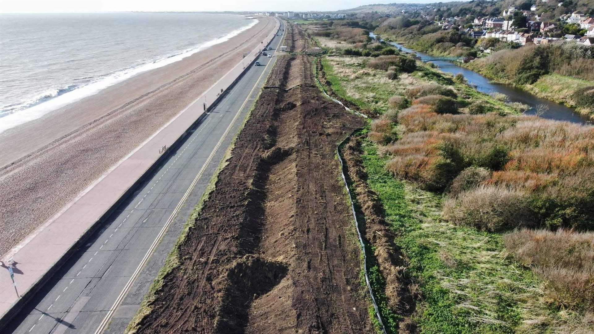 New photos show the loss of vegetation at Princes Parade in Hythe. Photo: Sam Archer