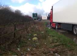 A litter-strewn layby on the A249 between Sittingbourne and Maidstone