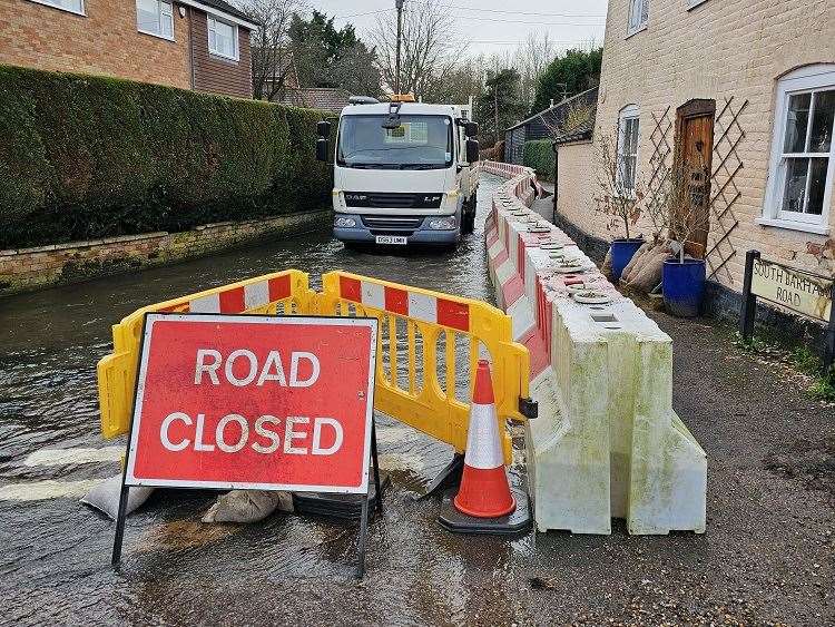 Roads are being closed as the Nailbourne rises. Picture: Canterbury City Council