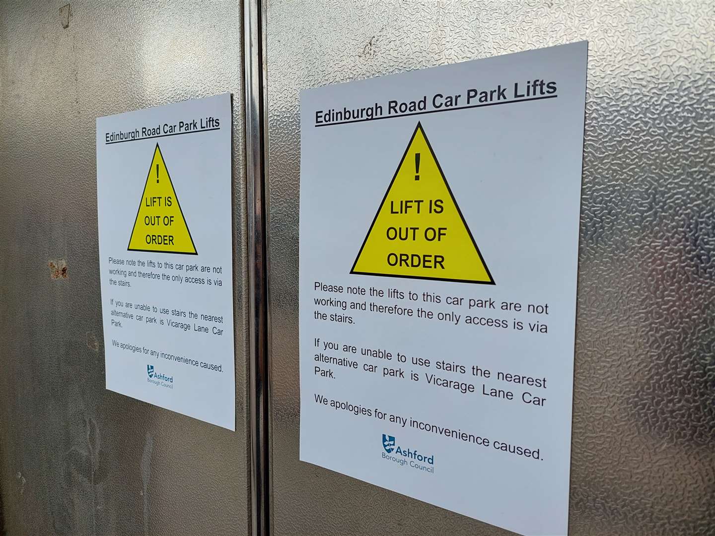 The lifts at the Edinburgh Road car park have closed again