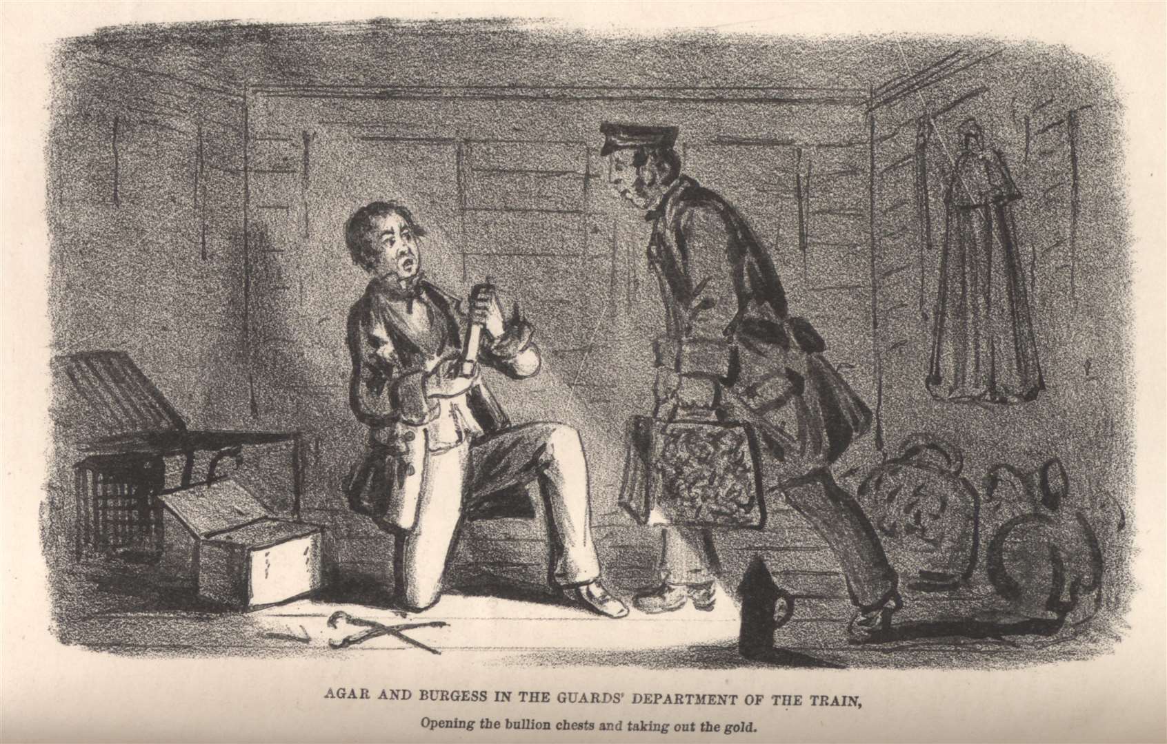 Agar and Burgess in the guard's van of the boat train. Picture: Percy Cruikshank / H. Vickers