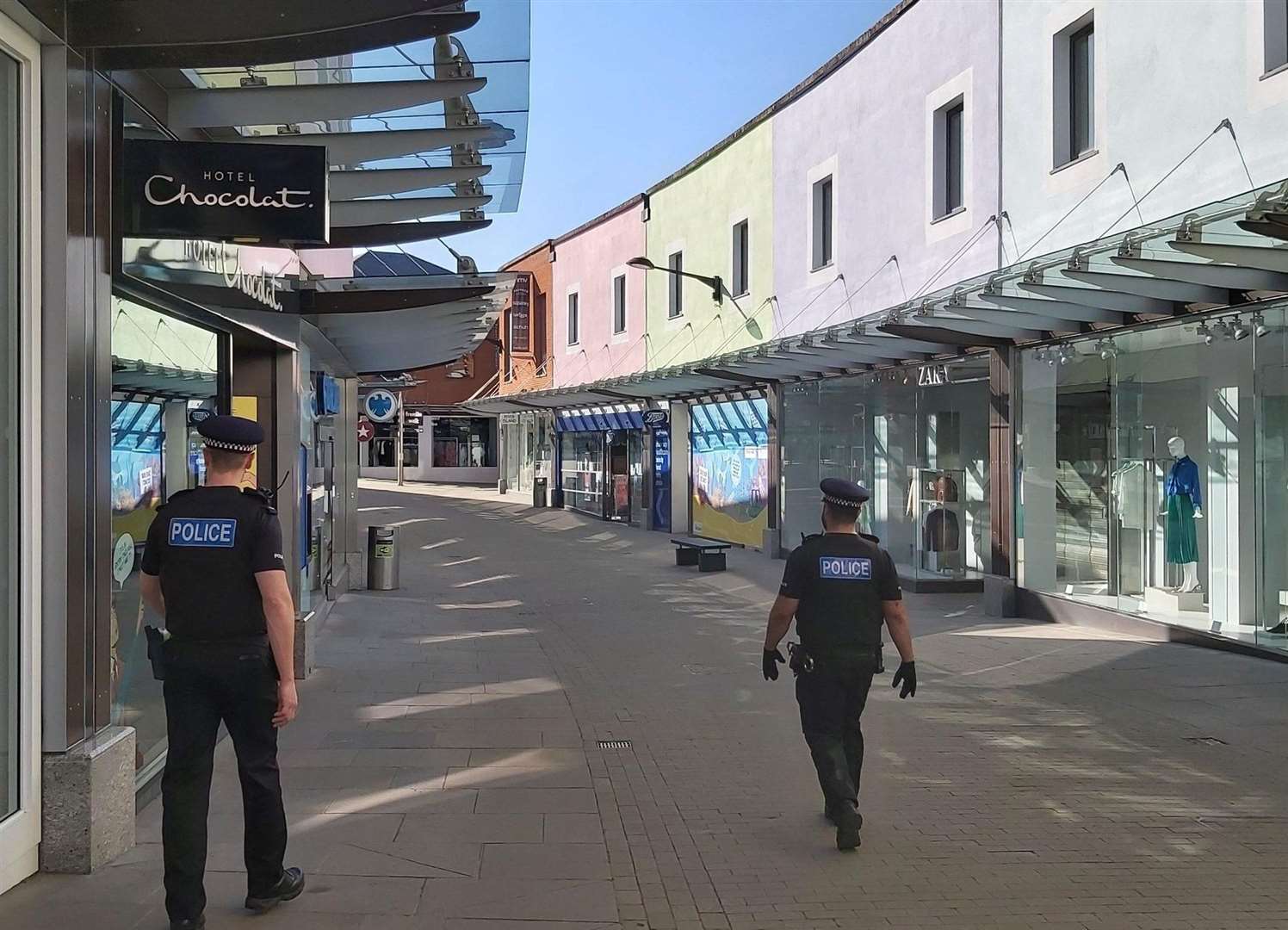 Police patrol empty streets in Maidstone