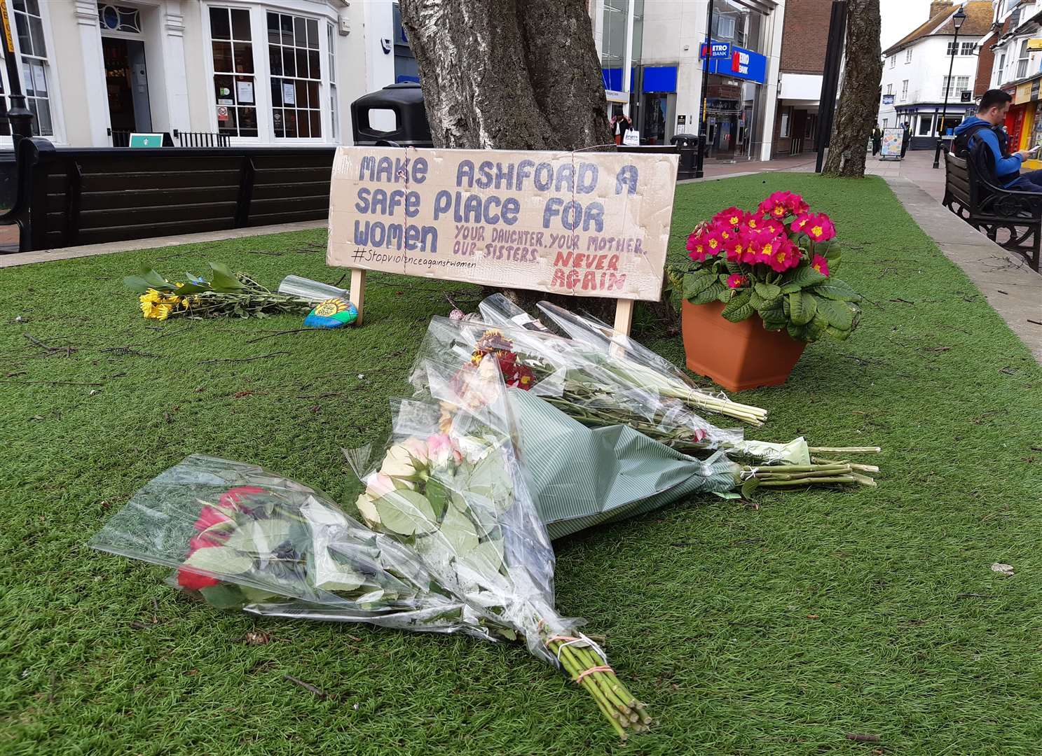 Tributes have been left in Ashford high street
