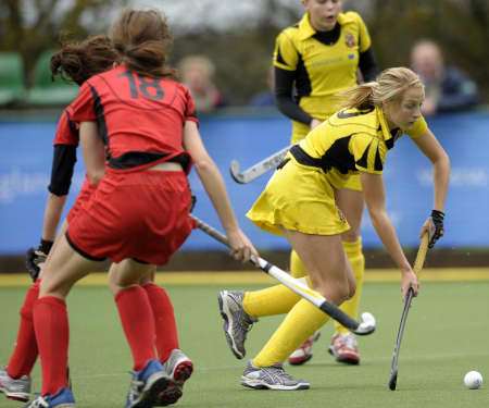 Canterbury Hockey Club's Lucy Hyams in action for Under-16 Saxon Tigers in the Futures Cup. Picture: Ady Kerry