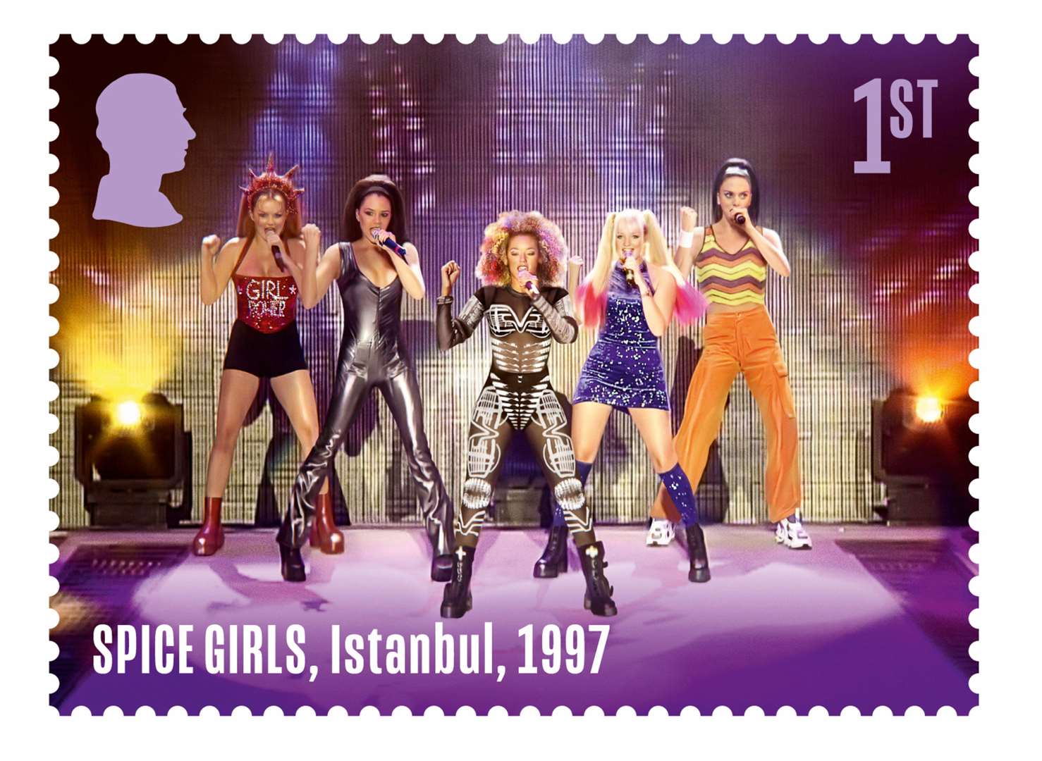 Spice Girls are getting their own set of stamps to mark their 30th birthday. Image: Royal Mail.