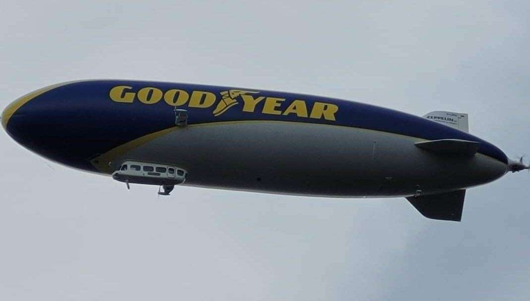 The Goodyear blimp was spotted flying over Gillingham. Photo: Martin Gardiner