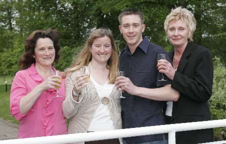 Winning couple Kellie Bailey and Daniel Obermuller with mums Dawn Harris, left, and Ann Obermuller. Picture: PETER STILL