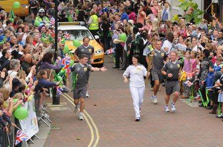 The Olympic torch arrives in Ashford town centre. Picture: Wayne McCabe