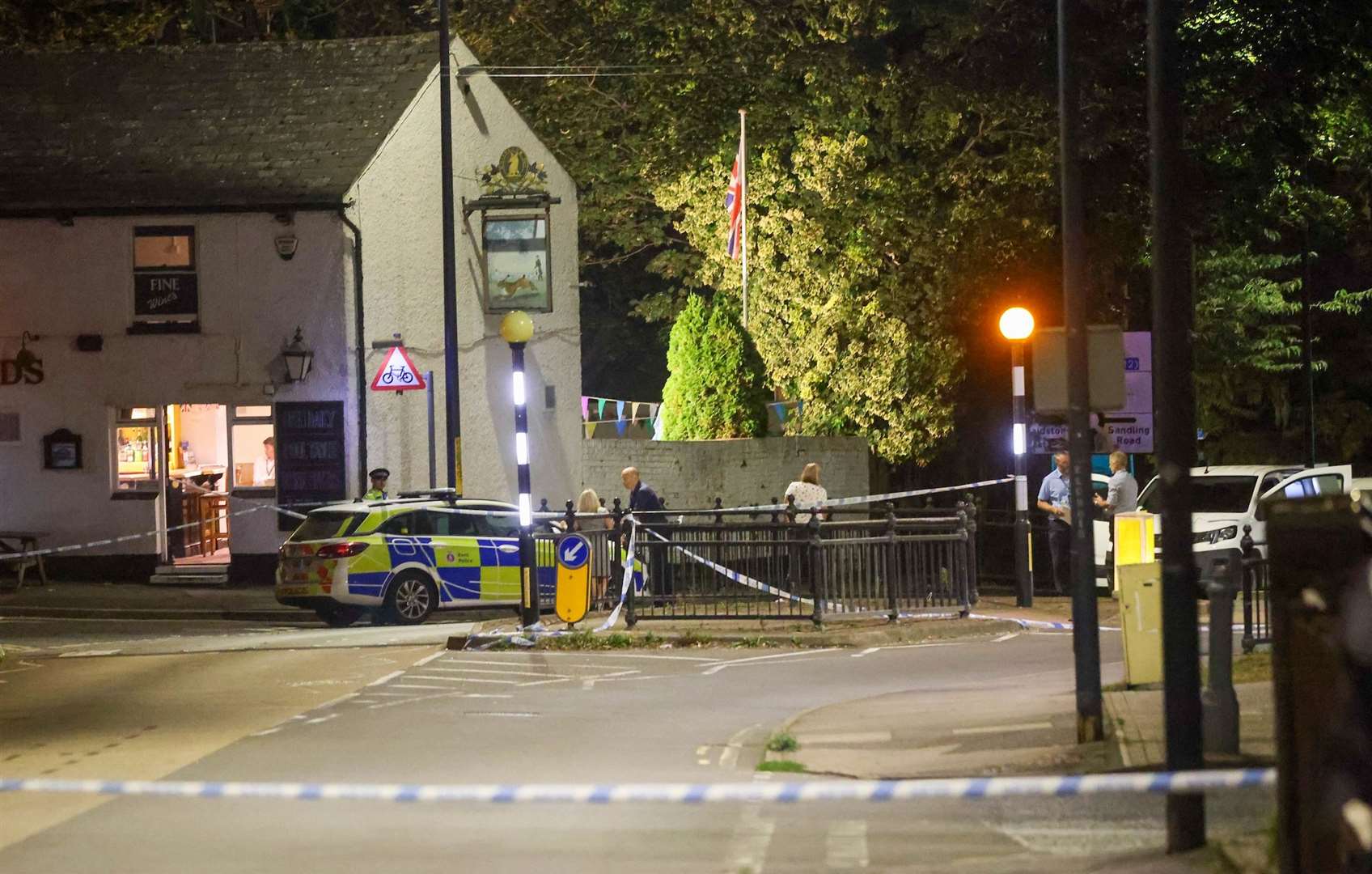 The road remained closed in the aftermath of the murder in Maidstone. Picture: UKNIP
