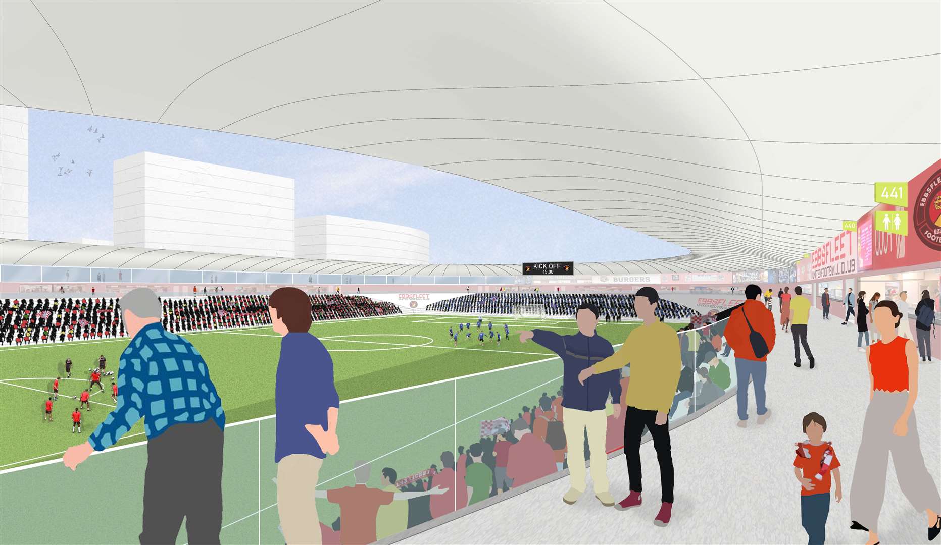 The new stadium, proposed to replace the Kuflink Stadium, home of Ebbsfleet United Football Club. Picture: Northfleet Harbourside (57778223)