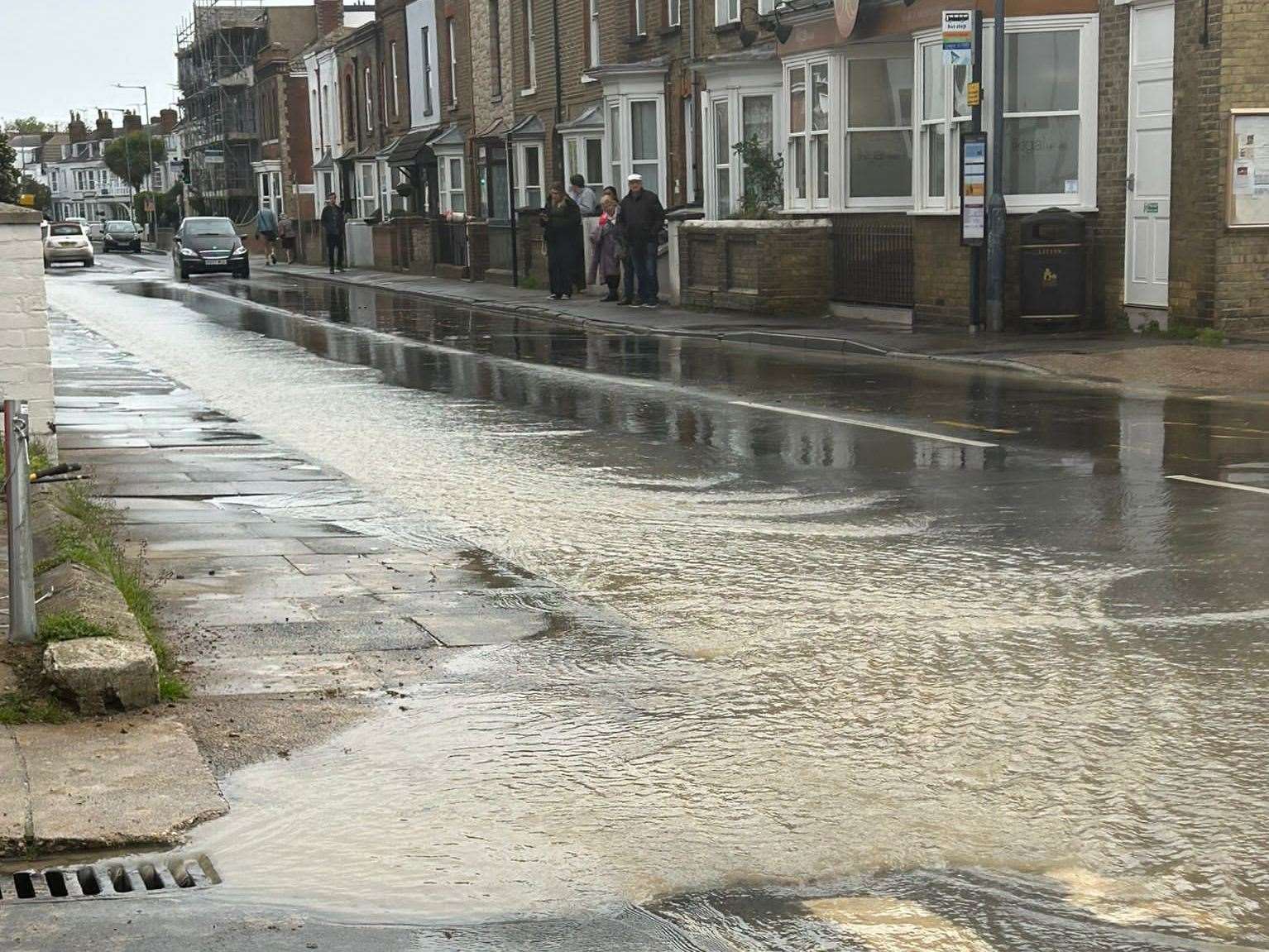 There is a burst water main in Canterbury Road, Whitstable. Picture: Victoria's Cafe