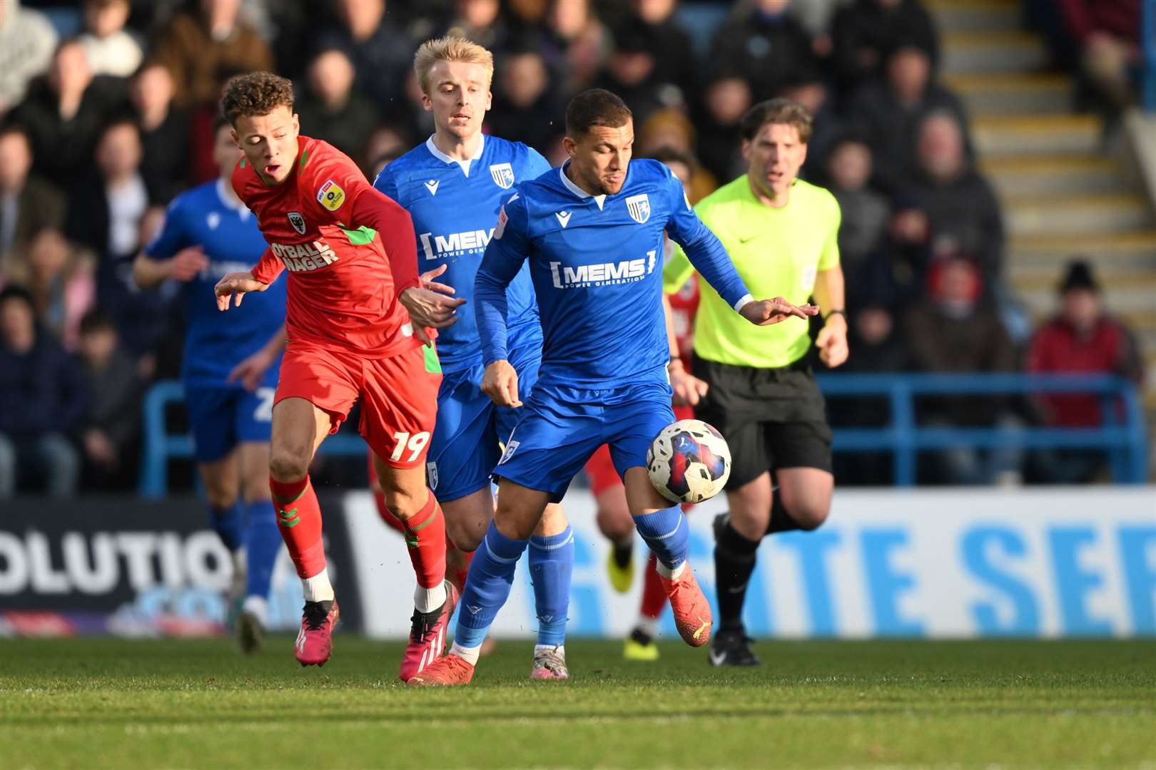 Cheye Alexander in possession for Gillingham against AFC Wimbledon Picture: Keith Gillard