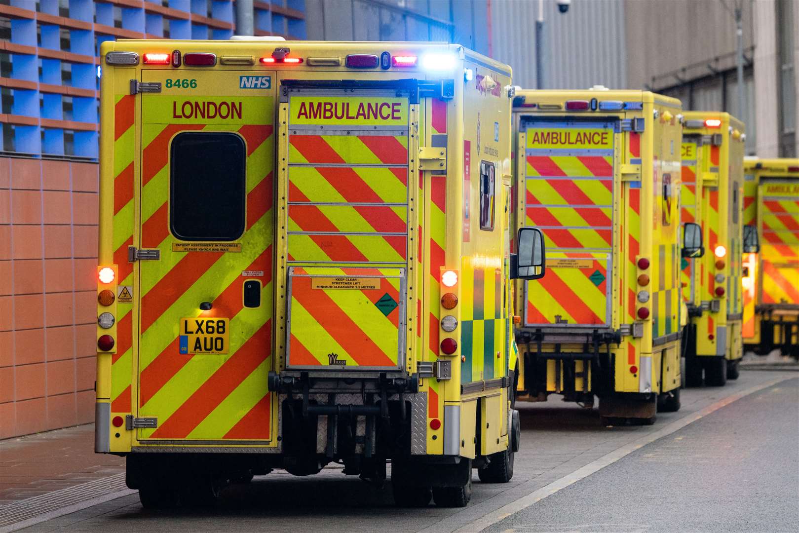 Ambulances outside the Royal London Hospital (Dominic Lipinski/PA)
