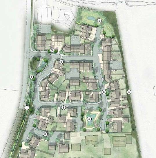 A masterplan of the proposed development site off Broad Street in Lyminge. Pic: Pentland Homes/STEN Architecture