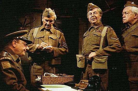 Captain Mainwaring, Sgt Wilson, Corporal Jones and Private Godfrey in Dad's Army