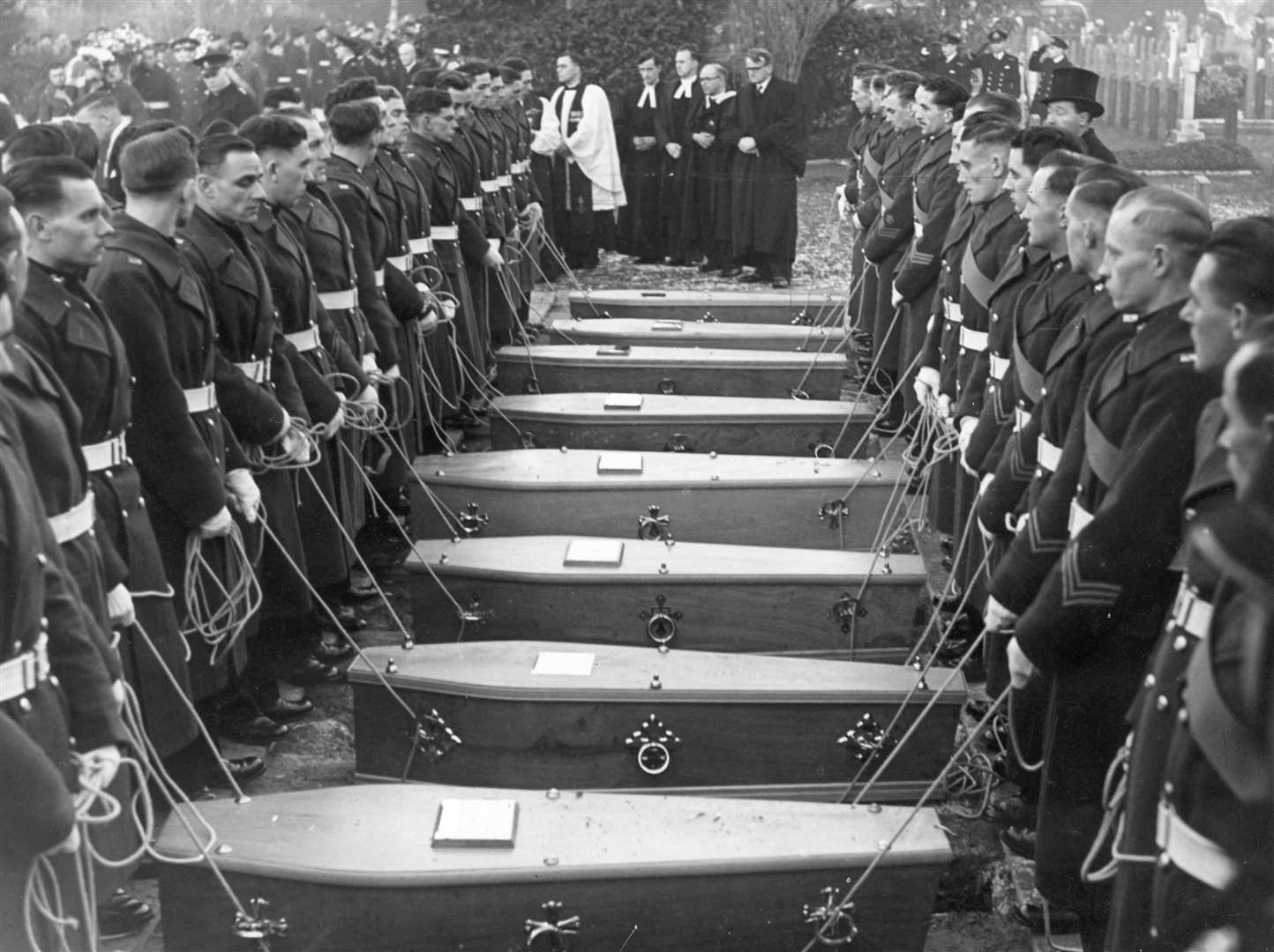 The funerals of some of the 24 young cadets killed in Dock Road, Chatham