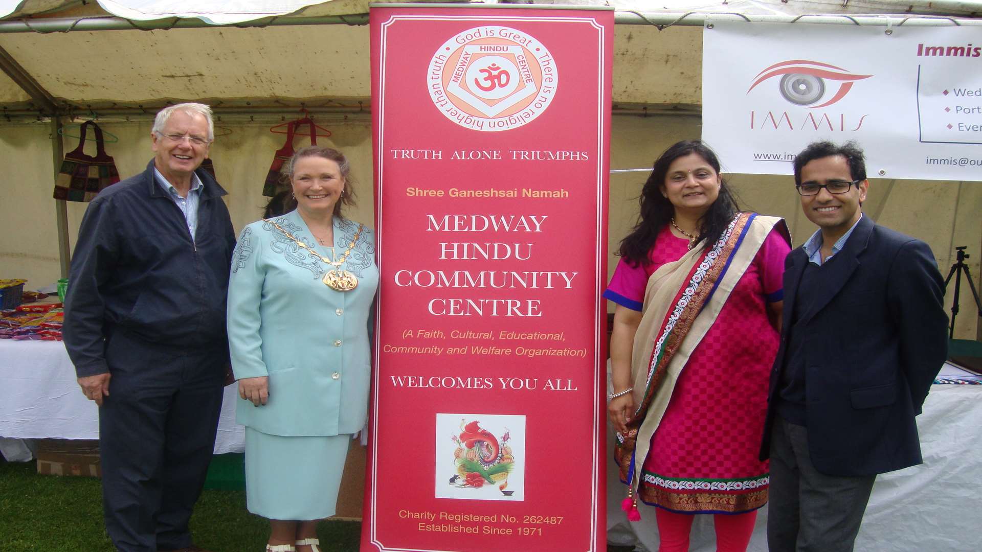 Cllr O'Brien at the Medway Mela Festival in Gillingham in 2013 with Priti Joshi (second right)