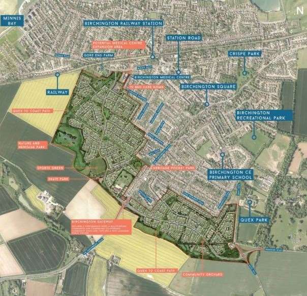 Plans are for 1,650 new homes to be built at Birchington, near Margate