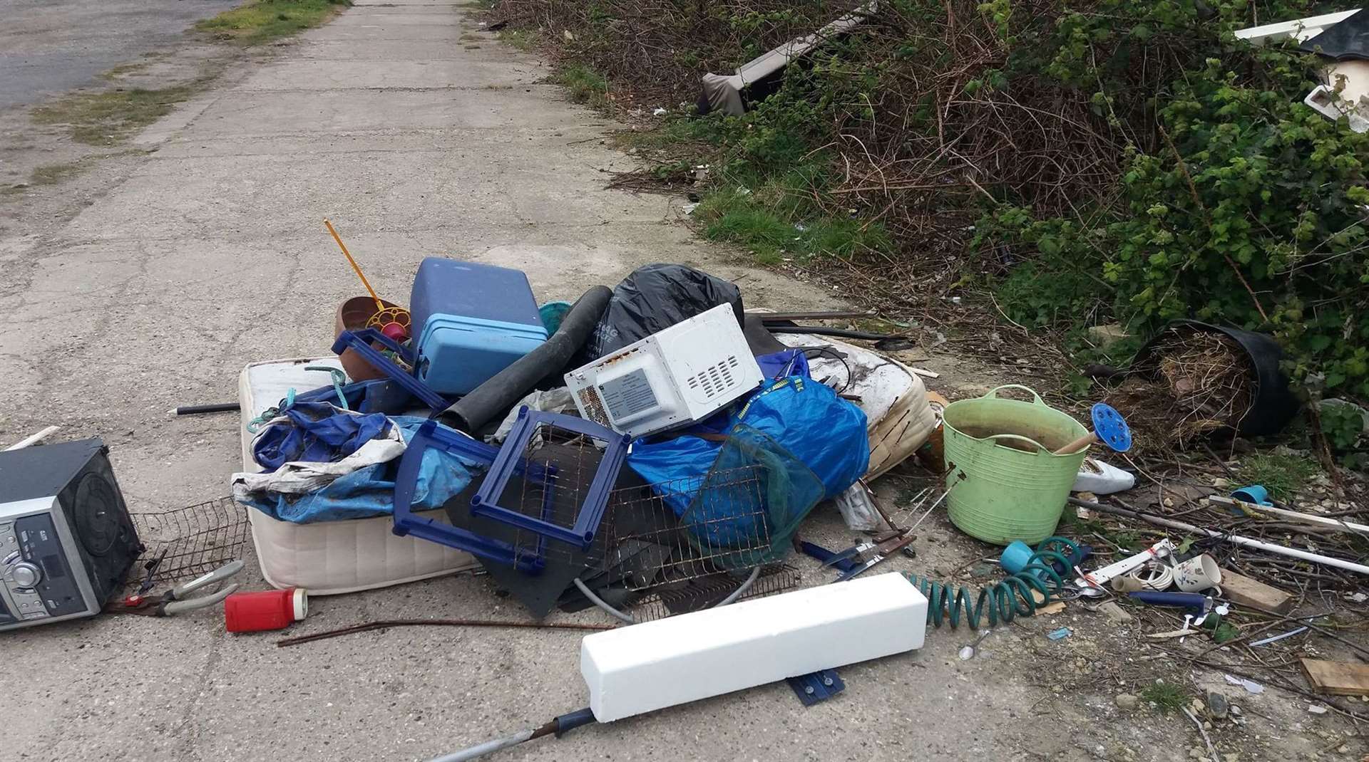 Fly-tipping near the canal at Sheerness