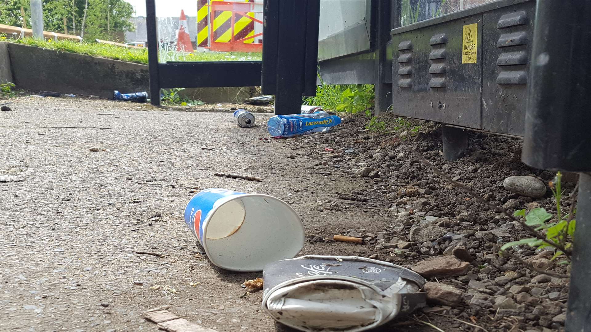 Litter at a bus stop in Ashford before the fines were brought in