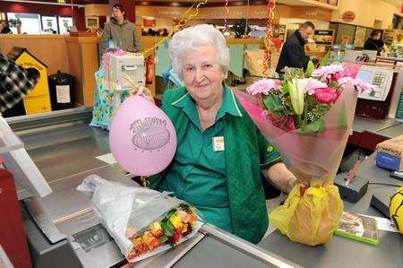 80-year-old Doris Etheridge has retired after working at Morrisons in Strood for almost 40 years